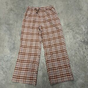 Sincerely Jules Men's Brown & Beige Plaid Drawstring Joggers